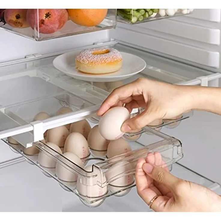 BAYLI Pizzaschneider Eierbehälter für Kühlschrank, Universal Kühlschrank Organizer für 15 – Bild 2