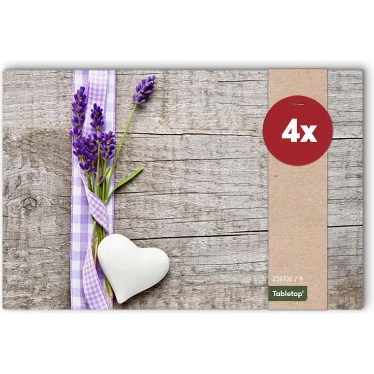 matches21 HOME & HOBBY Platzset Abwaschbare Tischsets 4er Set Landhaus-Stil Lavendel Holz-Optik, (4-St), Platzsets als Tisch-Untersetzer und Tisch-Deko für Esstisch Teller