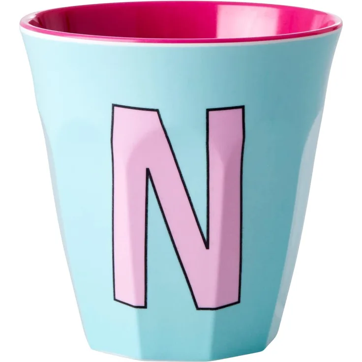 Rice Two Tone Mint Melamin Becher Buchstabe N