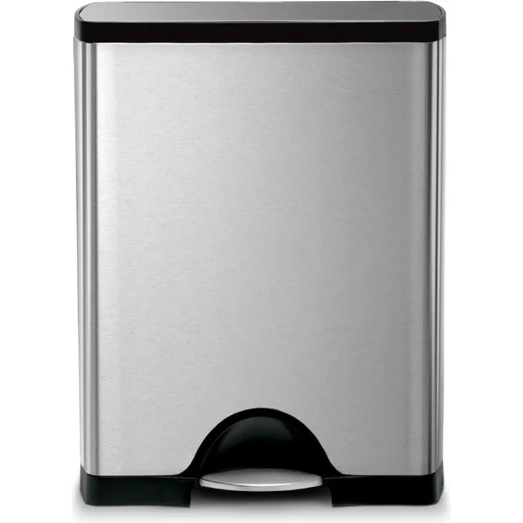 Simplehuman 50L rechteckiger Treteimer, gebürsteter Edelstahl