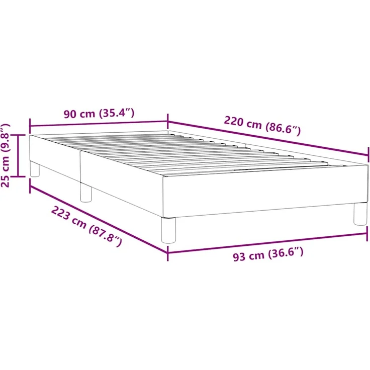 vidaXL Boxspringbett ohne Matratze Rosa 90x220 cm Samt 3315860 – Bild 10