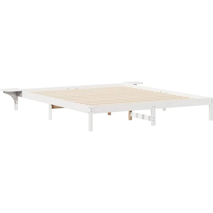 vidaXL Bettgestell mit Nachttischen Weiß 180 x 220 cm 873254 – Bild 1