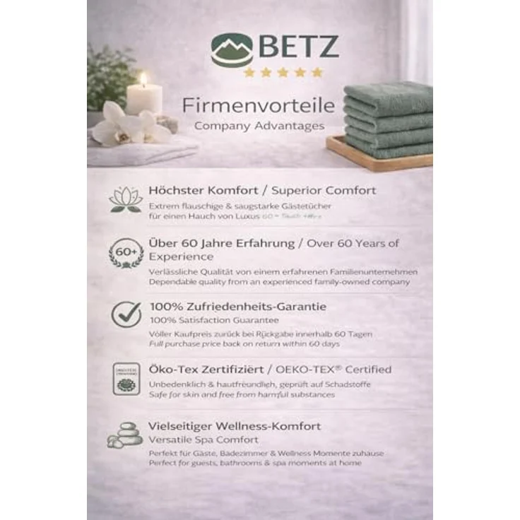 Betz Gästehandtücher 10 tlg. Gästehandtücher-Set PREMIUM 100 % Baumwolle 30x50cm, 100% Baumwolle (10-St) – Bild 10
