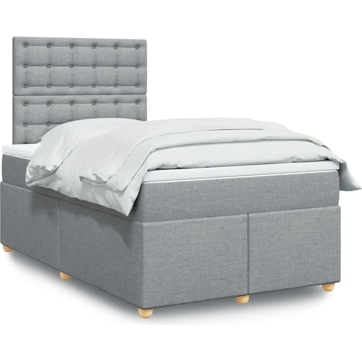 vidaXL Boxspringbett mit Matratze Hellgrau 120x200 cm Stoff 3293561 – Bild 1