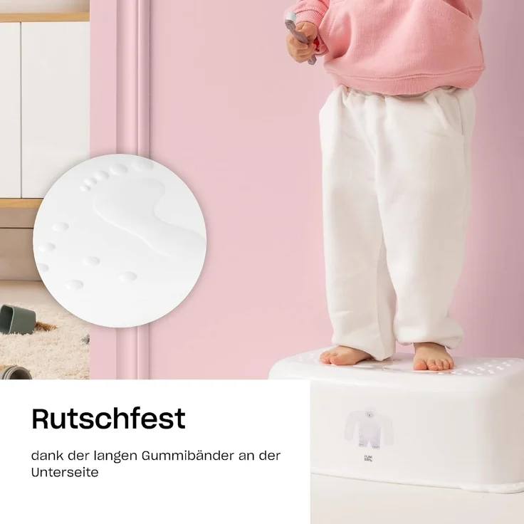 Hylat Baby Tritthocker Kinder - Stabil & rutschfest, Gummiert, Leicht - Für Kinder ab 3 Jahren, bis 40 kg - Weiß mit Yeti-Motiv – Bild 4