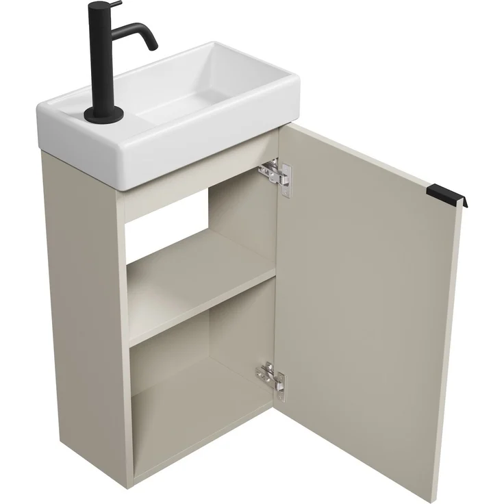 Badplaats Gäste-WC Waschtisch Set Apollo 40 x 22 cm Cashmere - Platzsparende Badmöbel Set mit Waschbecken und Unterschrank – Bild 3