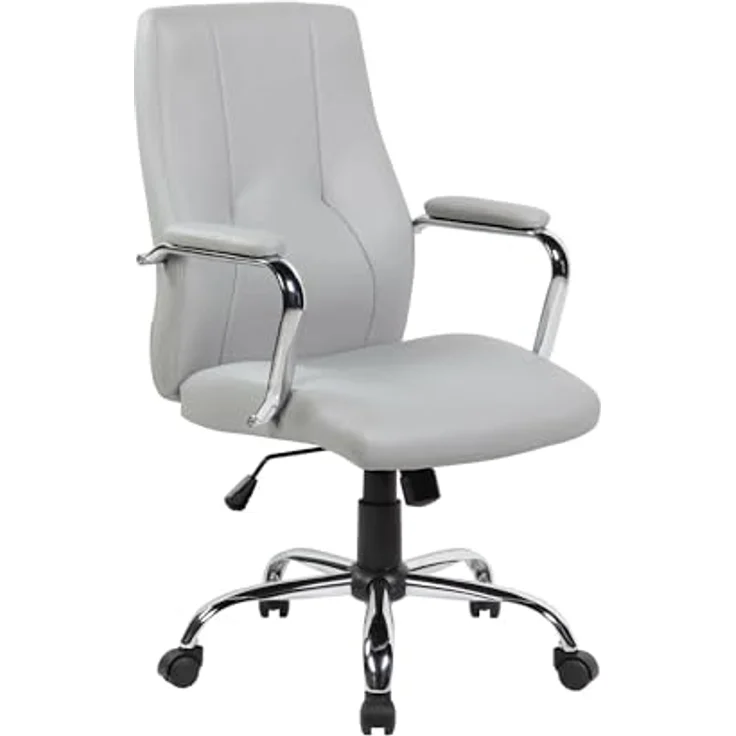 Dmora - Stuhl mit Rädern Hobart, Chefsessel mit Armlehnen, Ergonomischer Bürostuhl, 64x58h101/111 cm, Grau – Bild 3