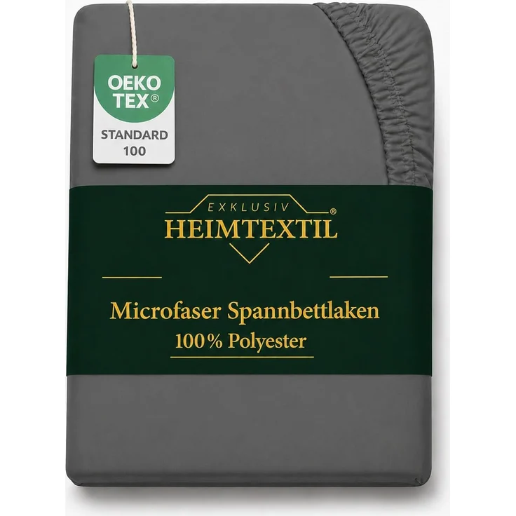 Microfaser Spannbettlaken - Spannbetttuch 120x200 cm – Atmungsaktiv, Knitterfrei & Pflegeleicht – OEKO-TEX Bettlaken mit Rundumgummi - Anthrazit – Bild 1