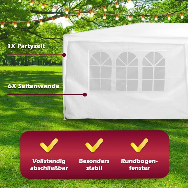 Lifetime Garden Partyzelt 3x6 m - Party Zelt mit Seitenwänden und Fenstern - Gazebo - Gartenpavillion - Pavillon mit Seitenwänden - Pop Up Pavillon - Festzelt Garten - Pavillon Weiß – Bild 3