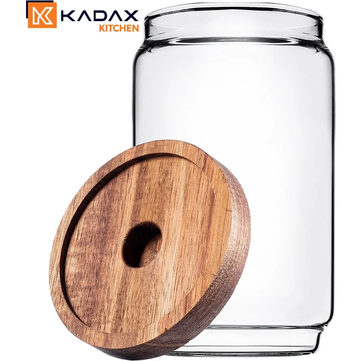 KADAX Vorratsglas 750ml mit Holzdeckel, Glasbehälter zur Aufbewahrung von Lebensmitteln, Vorratsgläser mit Deckel, Vorratsbehälter aus Glas, Vorratsdosen – Bild 5