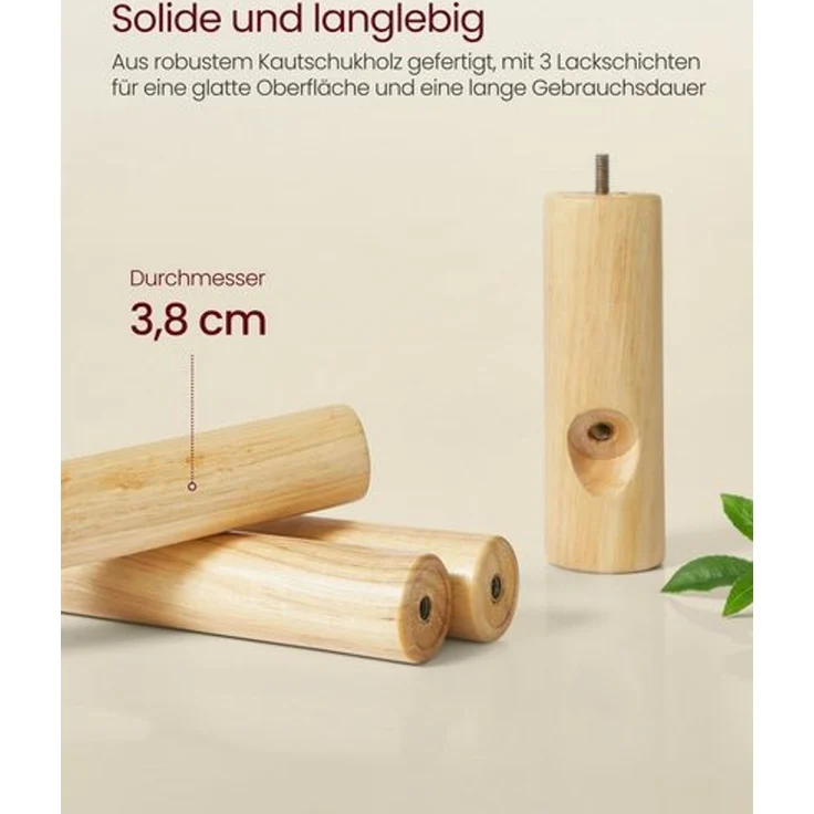 VASAGLE Garderobenständer, Kleiderständer aus Massivholz, Garderobe in Baumform, 8 Haken, 3 verstellbare Höhen, für Kleidung Hut Tasche, Wohnzimmer Schlafzimmer Büro, cappuccinobeige RCRDE004K01 – Bild 5