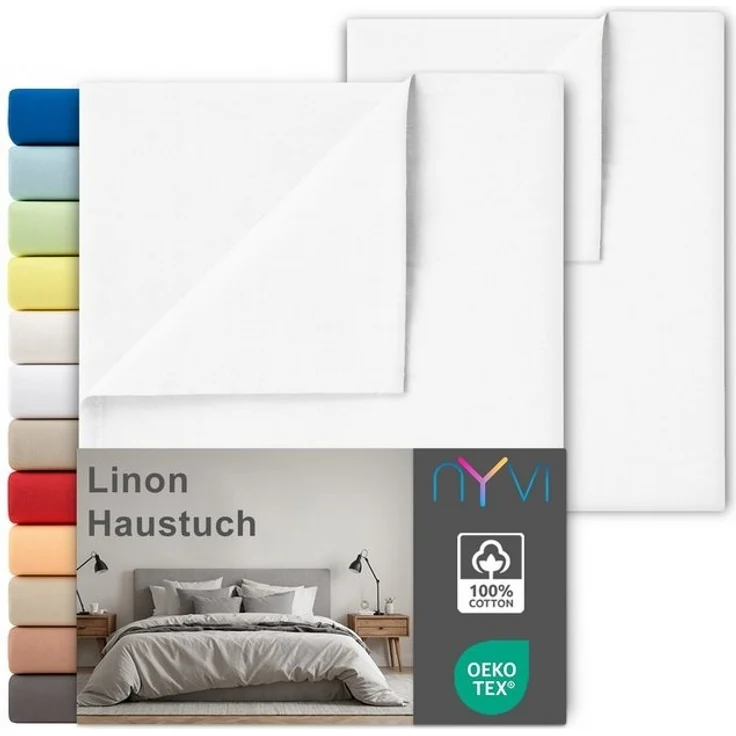 NYVI Betttuch Linon Deluxe Bettlaken ohne Gummizug aus 100% atmungsaktiver Baumwolle, Baumwolle, (2 Stück), Betttuch auch als Sommerdecke nutzbar, OEKO-TEX 100, Bei 60°C waschbar – Bild 4