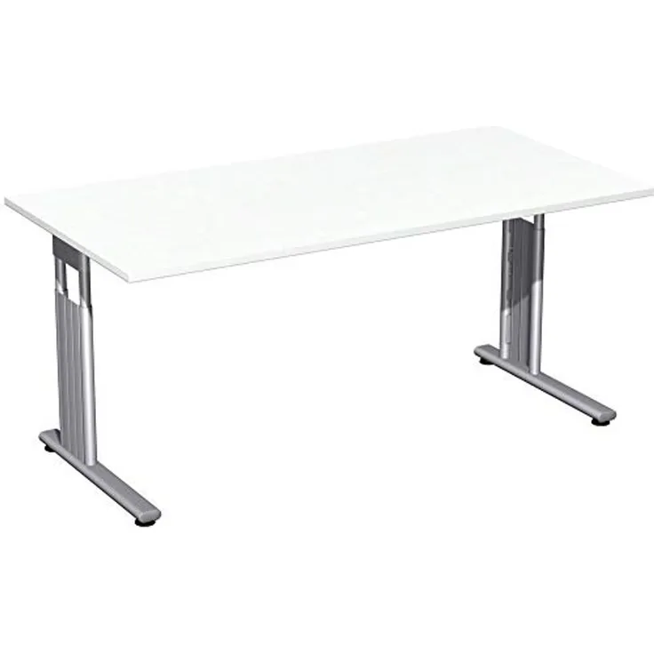 Schreibtisch, höhenverstellbar, 160x80cm, Weiß / Silber