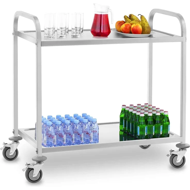 Royal Catering Servierwagen 2 Etagen Küchenwagen Rollwagen Küchentrolley Beistellwagen 4 Räder