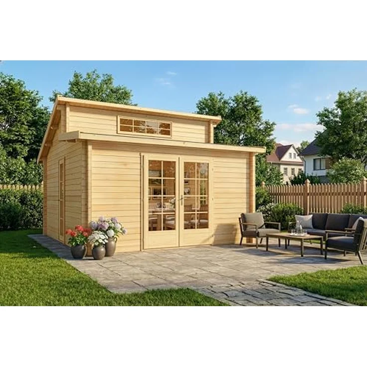 Alpholz Gartenhaus Lausitz ISO Gartenhaus aus Holz Holzhaus mit 40 mm Wandstärke Blockbohlenhaus mit Montagematerial – Bild 2