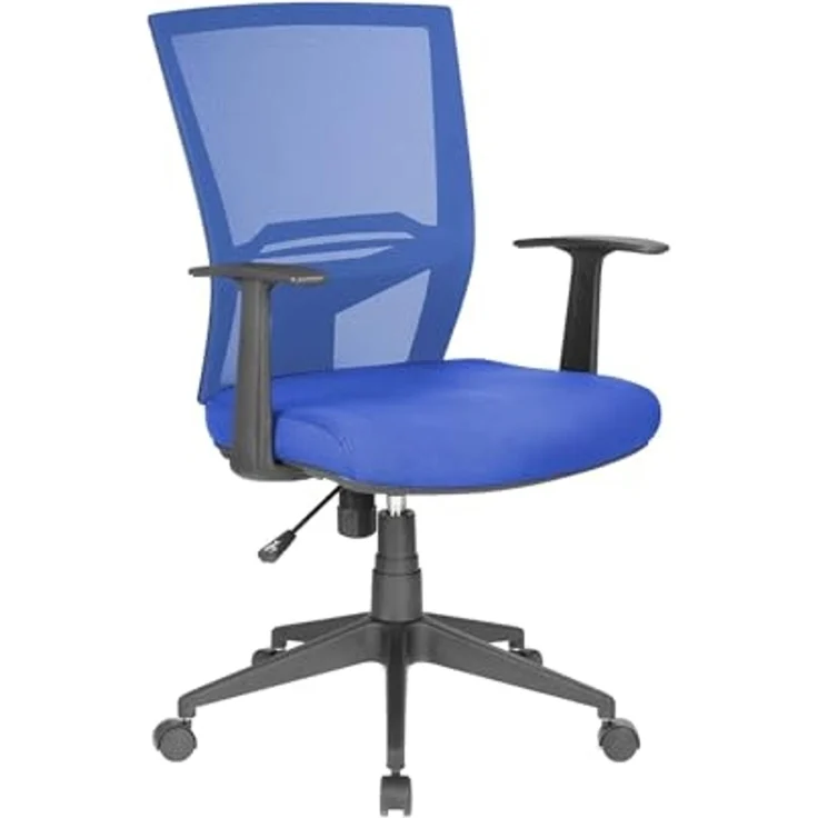 Dmora - Stuhl mit Rädern Palmerston, Mesh-Chefsessel mit Armlehnen, ergonomischer Bürositz, 59x64h96/106 cm, Blau – Bild 2