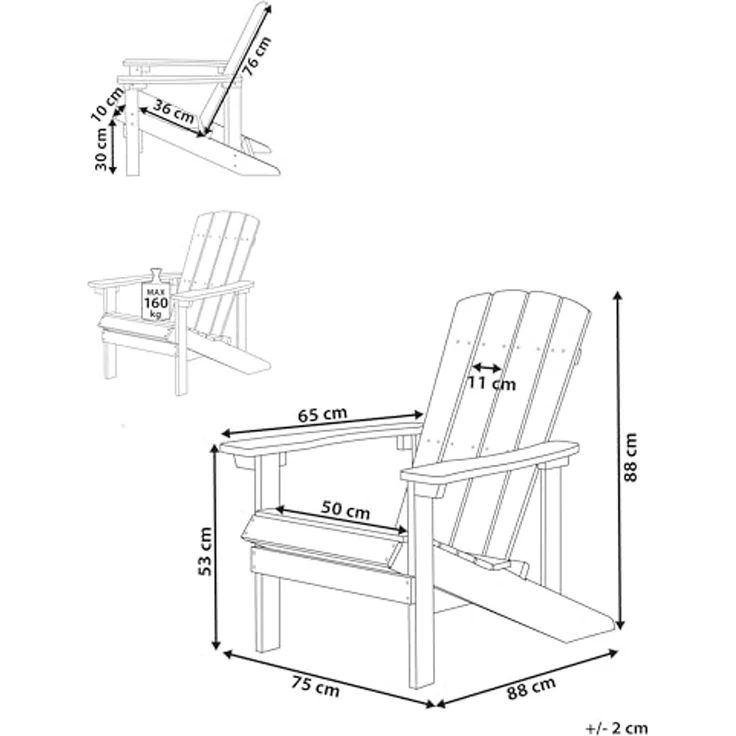 ADIRONDACK Gartenstuhl Rosa, wetterfestes Kunstholz, Retro-Design, 88x75x88 cm – Bild 3