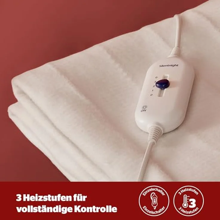 Silentnight Comfort Control Wärmeunterbett 140x150cm | Heizdecke Bett mit 3 Heizstufen, Ultraschnelles, Aufheizen Elastische Bander Waschmaschinen Waschbar | Heizunterlage Bett Heizmatte | 140x150cm – Bild 4