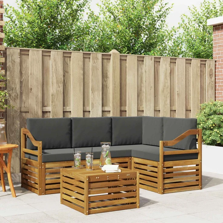 vidaXL Outdoor-Sofagarnitur 5 stk. 4-Sitzer Natur und Anthrazit 3374787 – Bild 1