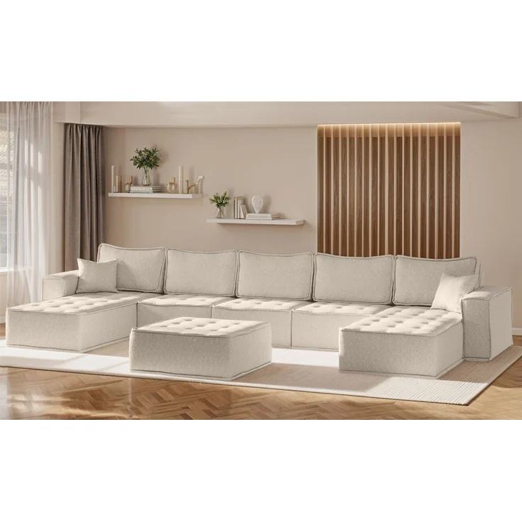Polsterhocker Modul SANDE Stoff Alpine Beige – Bild 5