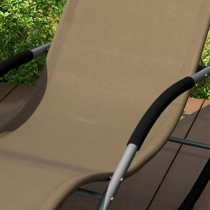 SoBuy OGS28-BR Schaukelstuhl Garten, Textilene, Lackiert, Braun, 150 x 87 x 63 cm – Bild 4