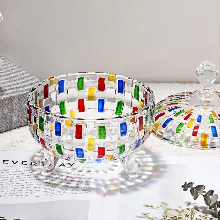 FANNOU Vorratsglas Handbemalte Glasbehälter mit Deckel Bunte Keksdose, (1-tlg, 1 x Vorratsglas), dekorativ und praktisches – Bild 2