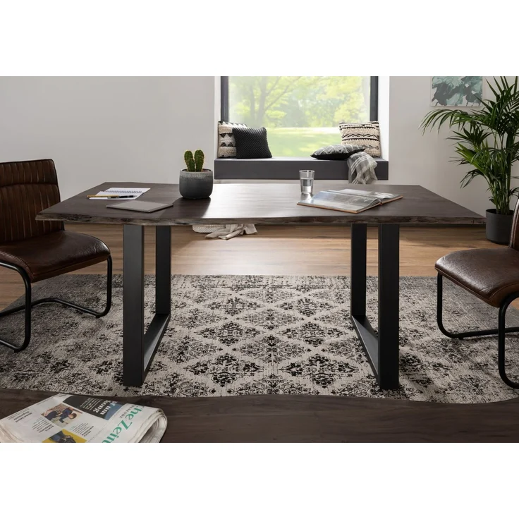 Baumtisch Akazie 160x90x76 grau Beine anthrazit matt FREEFORM 3 – Bild 3