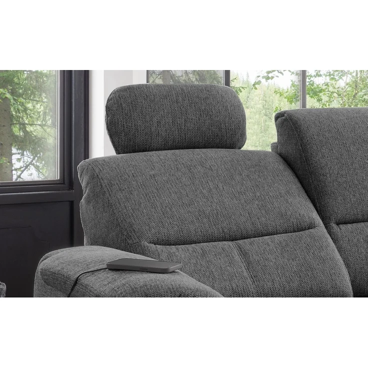 Ecksofa >Ludwigshafen< Motor-funktion, Kopfstütze, Stauraum, anthrazit - 231x113x165 (BxHxT) – Bild 7