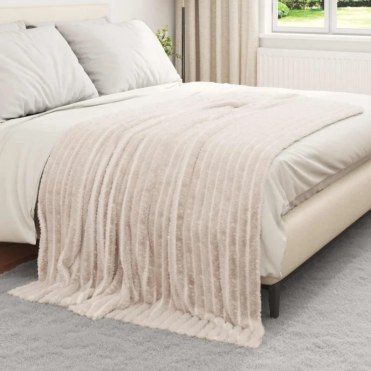 vidaXL Überwurfdecke Beige 200 x 150 cm Fleece 42016822 – Bild 3