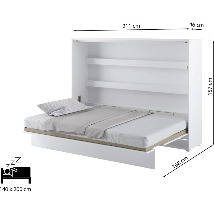 Compleo Schrankbett Horizontal Wandklappbett Lenart Bed Concept Schrankklappbett (mit LED) Ideal für kleine Räume – Bild 3