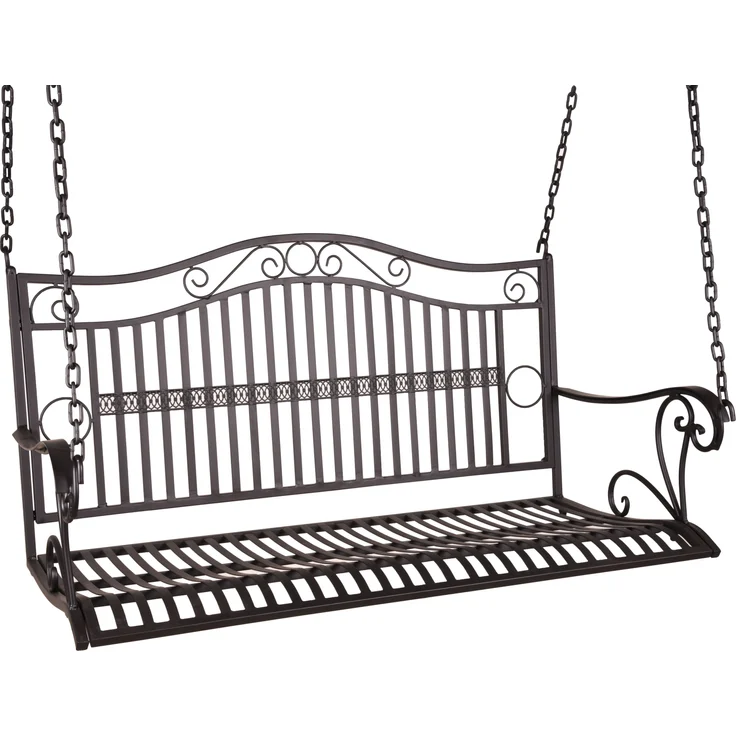Garten-Hängebank SILVIA - 114cm Breit, Eisen, Schwarz | Hängebank Garten Wetterfest Sitzbank Outdoor – Bild 1