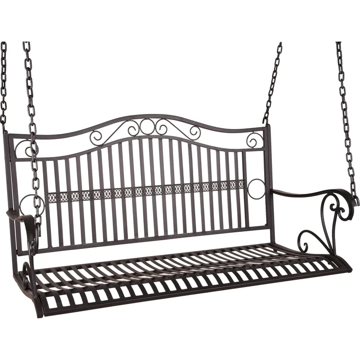 Garten-Hängebank SILVIA - 114cm Breit, Eisen, Schwarz | Hängebank Garten Wetterfest Sitzbank Outdoor