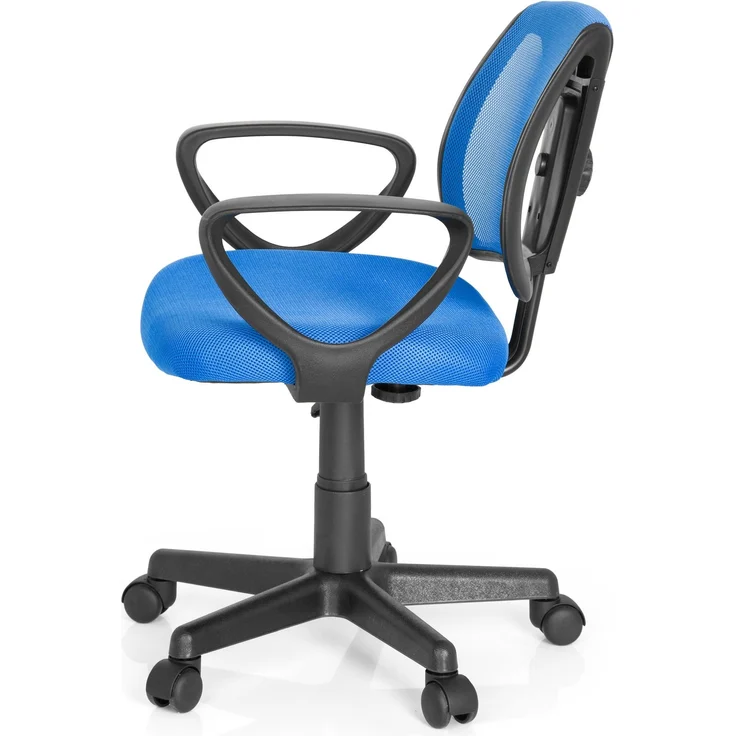 hjh OFFICE 725100 Kinder- und Jugenddrehstuhl KIDDY CD Netzstoff Blau höhenverstellbarer Schreibtischstuhl mit Armlehnen – Bild 9