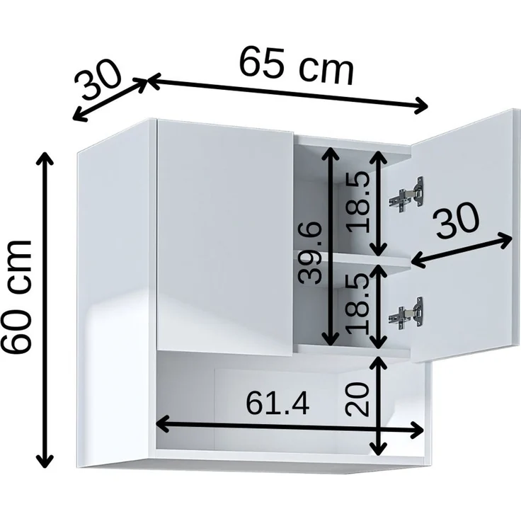 Roomart Waschmaschinenschrank DERIN-I – Waschmaschinen-Überbauschrank – 65×180×65 cm – Waschküchen- & Hauswirtschaftsschrank • Weiß – Bild 5