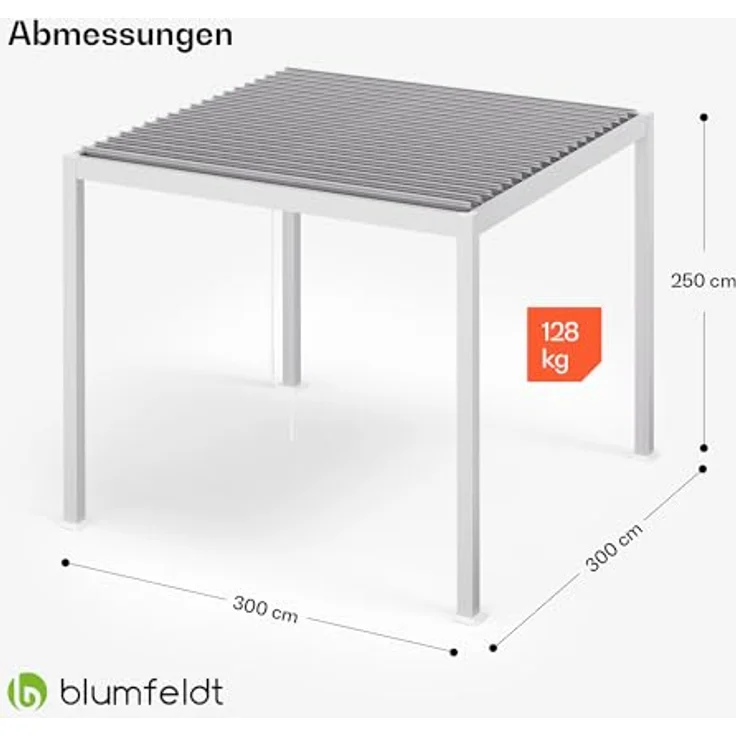 blumfeldt Pavillon LuminaHaven, Pergola 3x3m mit pulverbeschichtetem Aluminiumrahmen, wetterfest und UV-Schutz 50+ – Bild 7