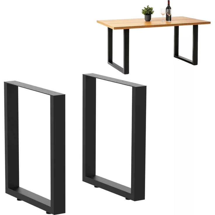 DanDiBo 2x Tischbeine Metall Schwarz 72 x 62 cm Tischgestell Höhenverstellbar 96662 Tischfüße Möbelfüße Tischkufen Esstisch Beine – Bild 1