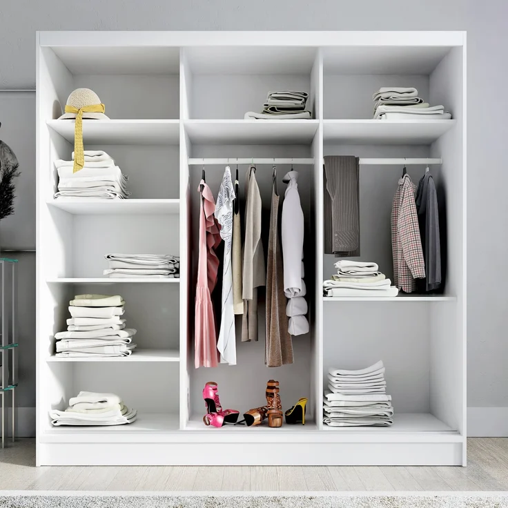 Schwebetürenschrank ARIVA 2 3-türig Schrank 200 cm (mit Spiegel) Farbe: Schwarz , Weiß – Bild 3