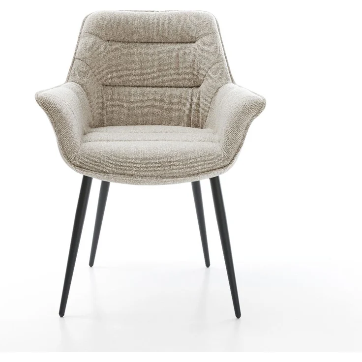 Esszimmerstuhl Kaira-Flex Webstoff Soft Beige 4-Fuß konisch Schwarz – Bild 2