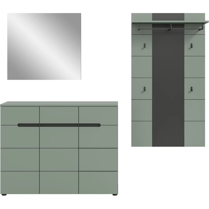 Garderobenkombination (B/H/T: 215x190x37 cm) in Smoke Green Nachbildung – Bild 2
