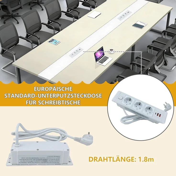 Konferenztisch Kabelmanagement Kabeldurchführung Meeting D 460*80*74cm – Bild 3
