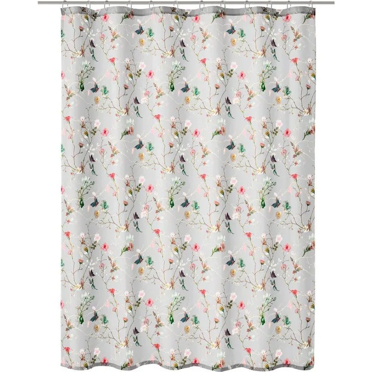 Kleine Wolke Duschvorhang Flores Breite 180 cm, mit beschwertem Saum und Vorhangringen