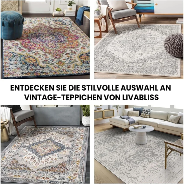 Livabliss Teppich EJURA, rechteckig, Höhe: 8 mm, Vintage Orientteppich, Kurzflor Boho Wohnzimmerteppich, Läufer – Bild 6
