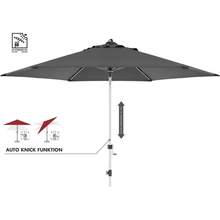Doppler 'Expert 320 Auto Tilt' Sonnenschirm mit Kurbel, Alugestell / Polyester grau, Ø 320 cm – Bild 2