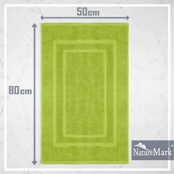 NatureMark 2er Pack Badvorleger Badematte | Premium Qualität | 100% Baumwolle | 50x80 cm | Duschvorleger Duschmatte Doppelpack | (2er Pack 50x80 cm, Apfel grün) – Bild 2