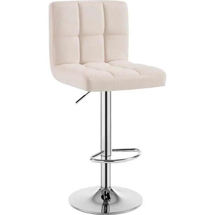 WOLTU® 1 x Barhocker Barstuhl Tresenhocker Stuhl drehbar und höhenverstellbar Tresen Hocker Leinen Cremeweiß BH32cm-1