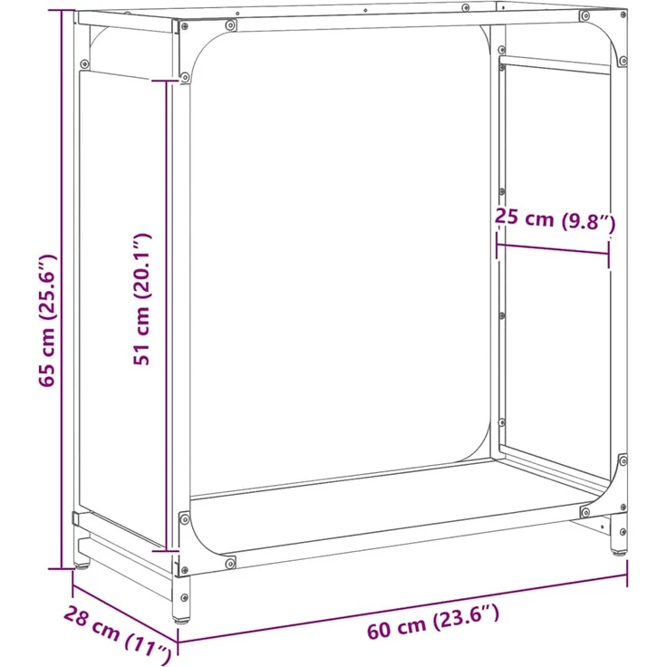 vidaXL Brennholzregal Anthrazit 60x28x65 cm Kaltgewalzter Stahl 864201 – Bild 10
