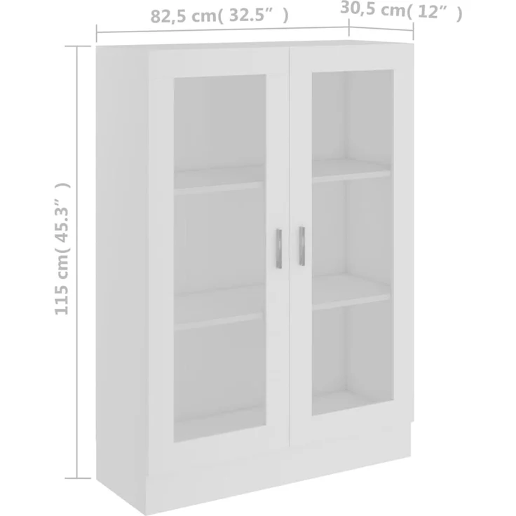 vidaXL Vitrinenschrank Weiß 82,5x30,5x115 cm Holzwerkstoff 802750 – Bild 7