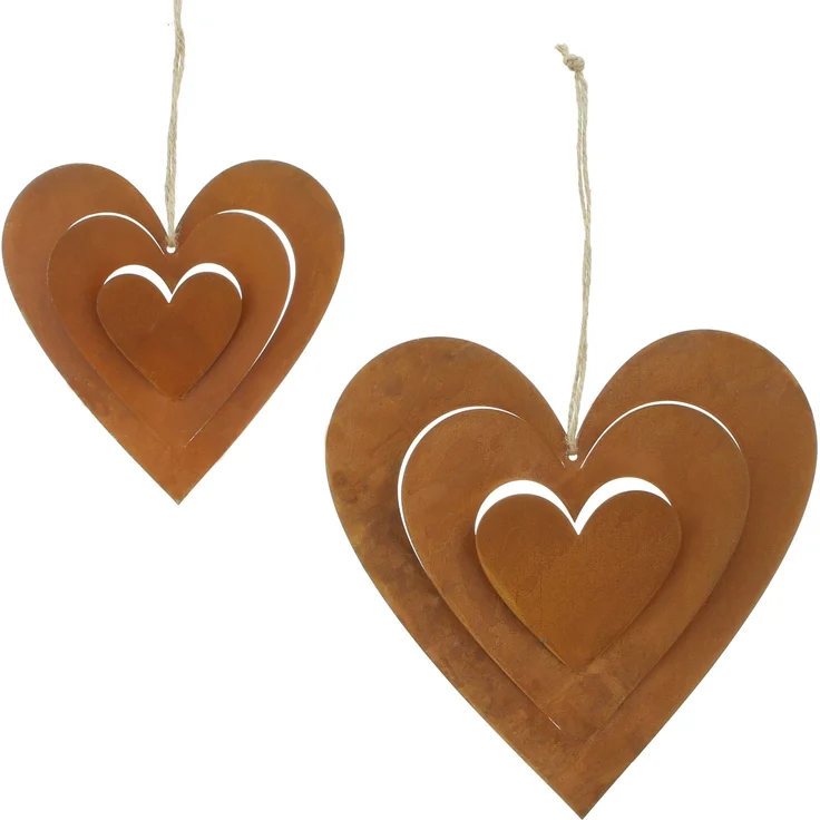 Herzhänger Rostliebe 2er Set Hängedeko Anhänger Wohndekoration Deko – Bild 1