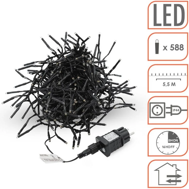 Spetebo LED-Lichterkette Büschel Lichterkette soft gold dimmbar mit Timer, 588-flammig, Dimmer und Timer – Bild 2