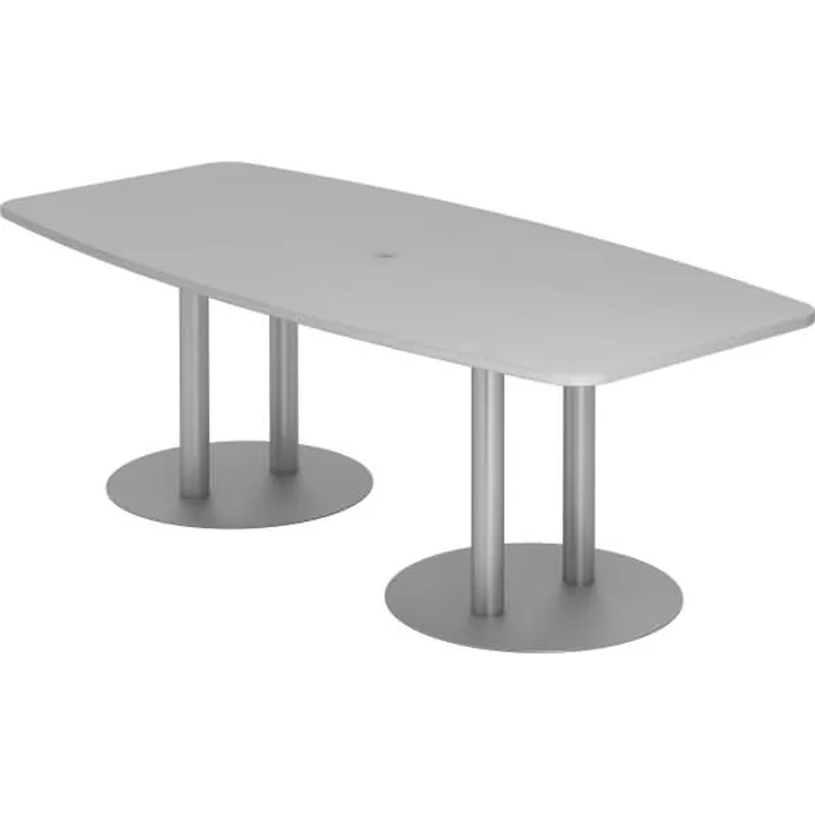 Konferenztisch KT22S 220x105cm Grau Säulenfuße Gestellfarbe: Chrom